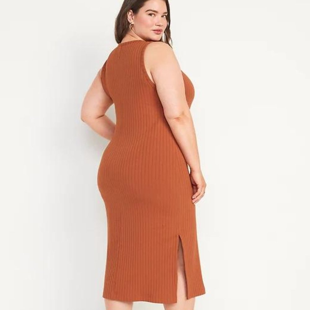 Old Navy Fitted Sleeveless Rib-Knit Midi Sweater Dress for Women New - Picture 7 of 7